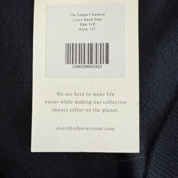 EVERYBODY & EVERYONE Cashmere/ Wool Blend V-Neck Sweater Size 6-8 Black - NWT - Picture 11 of 11